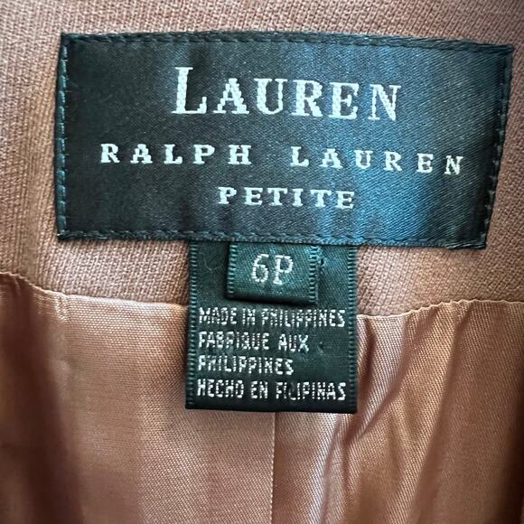 Lauren Ralph Lauren Camel Blazer Size 6P Designer Virgin Wool Oversized Blazer - Picture 3 of 12
